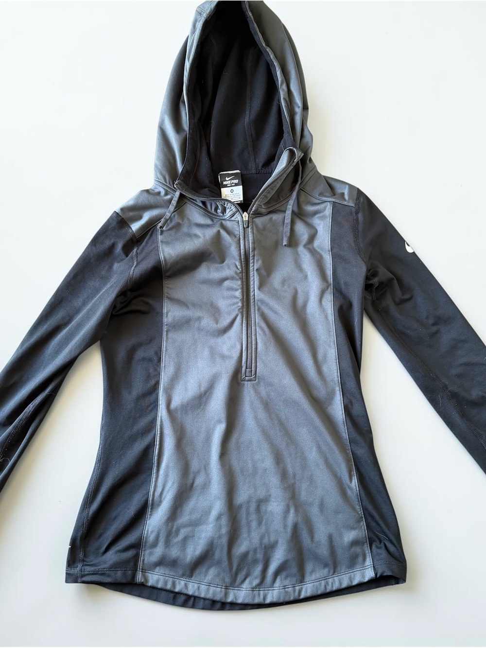 Nike Black and Gray Hooded Half-Zip Jacket